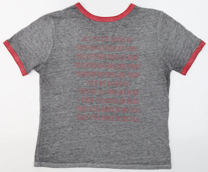 Lyric Culture Womens Grey  Cotton Basic T-Shirt Size L Round Neck - Party in the USA Miley Cyrus