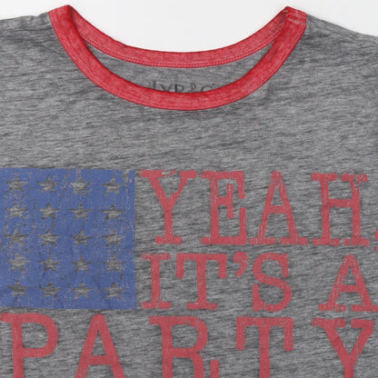 Lyric Culture Womens Grey  Cotton Basic T-Shirt Size L Round Neck - Party in the USA Miley Cyrus