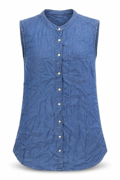 Womens UK Size 10 Denim & Co. Blue Basic Tank