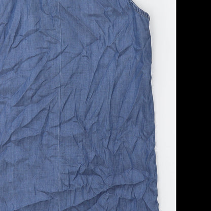 Denim & Co. Womens Blue  Lyocell Basic Tank Size 10 Round Neck - Button closure