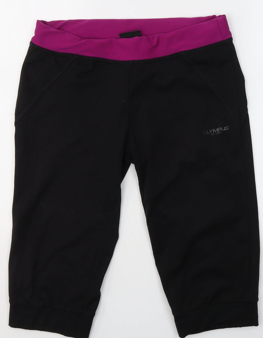 Additional front view of Olympus women’s black polyester compression shorts, size UK 8, 16-inch leg regular