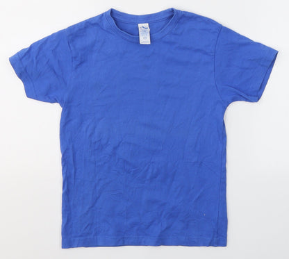JHK Boys Blue  Cotton Basic T-Shirt Size 5-6 Years Round Neck