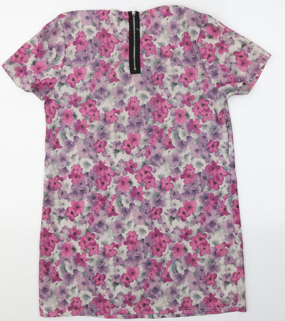 Sans Souci Womens Multicoloured Floral Polyester Tunic Blouse Size S V-Neck - Flowers