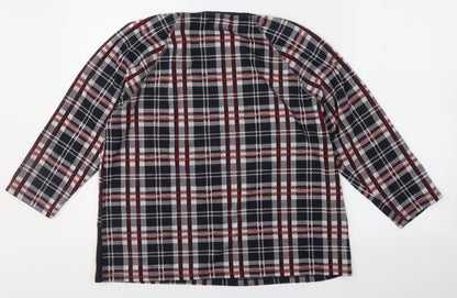 Betty Barclay Womens Blue Plaid Cotton Basic Blouse Size 12 Round Neck