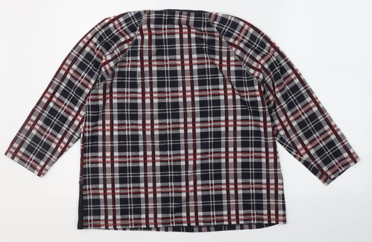 Betty Barclay Womens Blue Plaid Cotton Basic Blouse Size 12 Round Neck