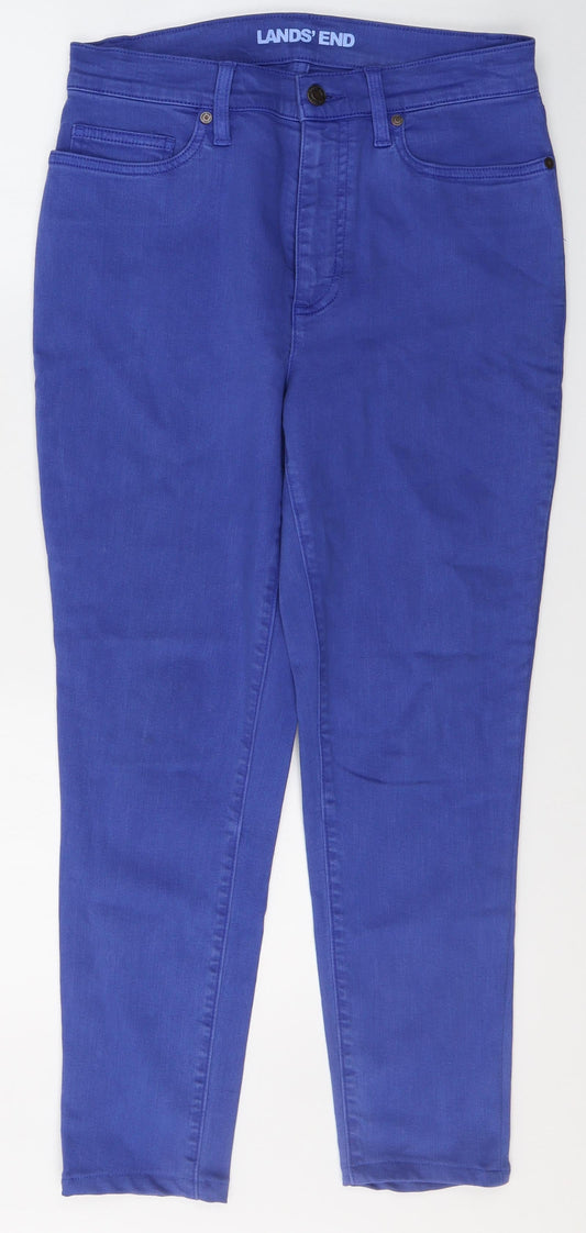 Lands' End Womens Blue  Cotton Straight Jeans Size 10 L26 in Slim