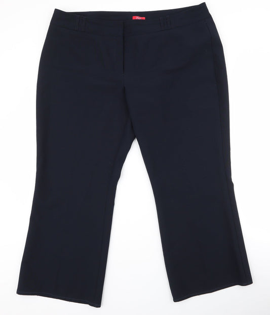 F&F Womens Blue  Polyester Dress Pants Trousers Size 18 L26.5 in Regular Tie