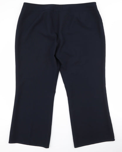 F&F Womens Blue  Polyester Dress Pants Trousers Size 18 L26.5 in Regular Tie