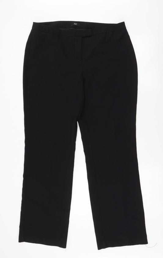 F&F Womens Black  Polyester Dress Pants Trousers Size 14 L30.5 in Regular Zip
