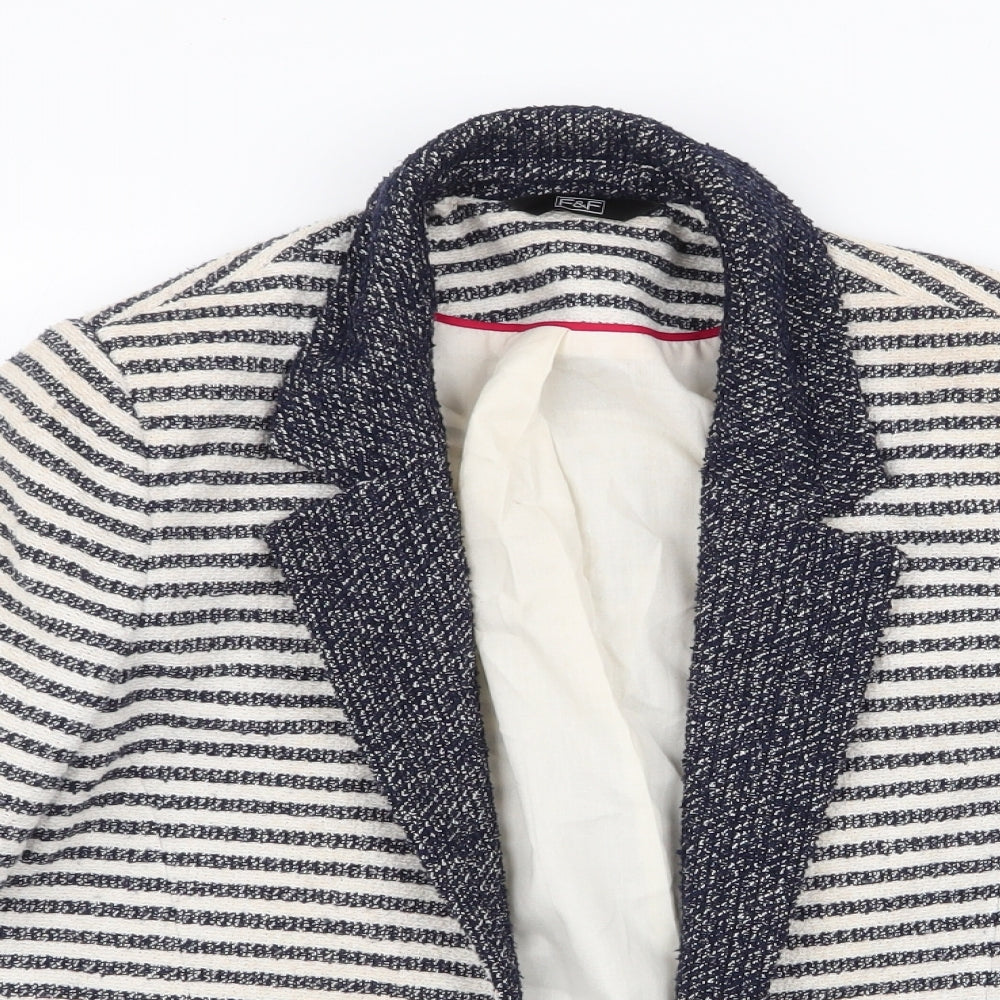 F&F Womens Ivory Striped  Jacket  Size 12