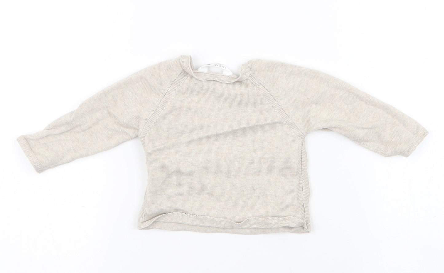 M&Co Baby Beige  100% Cotton Pullover Jumper Size 0-3 Months  Button - bearly awake
