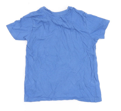Primark Boys Blue  100% Cotton Basic T-Shirt Size 5-6 Years Round Neck  - Yeti, Chill Out