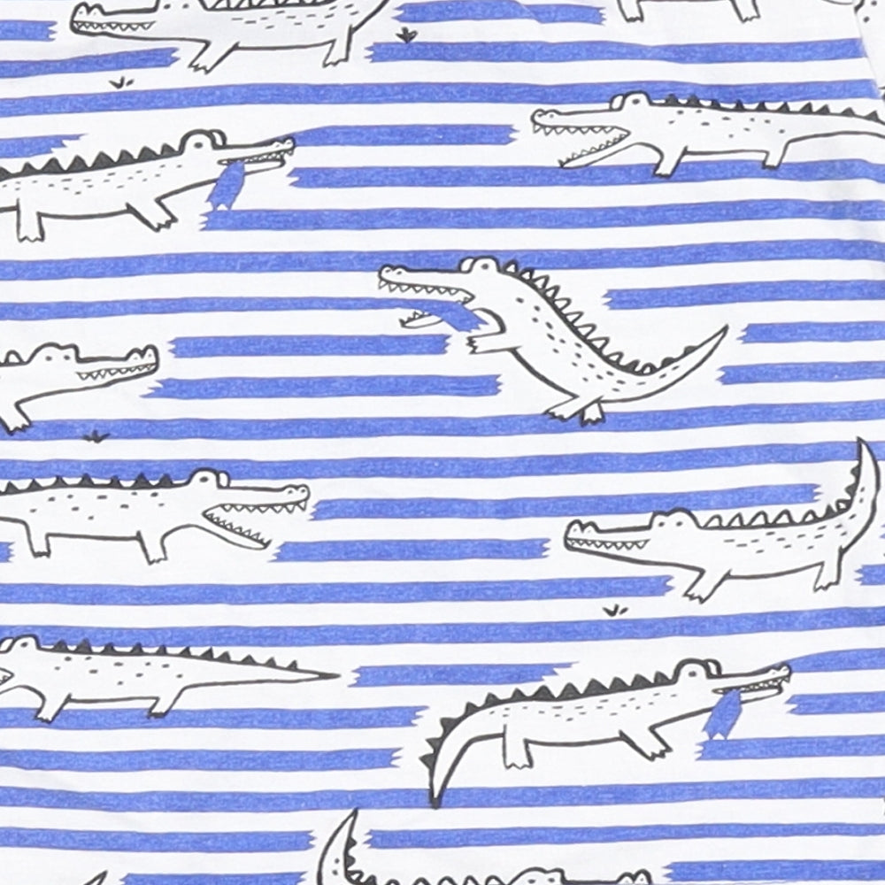 Primark Boys Blue Striped 100% Cotton Basic T-Shirt Size 3-6 Months Round Neck  - Crocodile