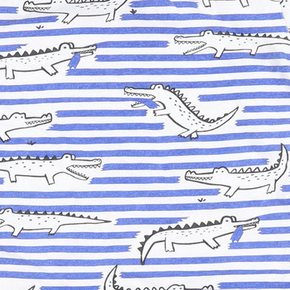 Primark Boys Blue Striped 100% Cotton Basic T-Shirt Size 3-6 Months Round Neck  - Crocodile