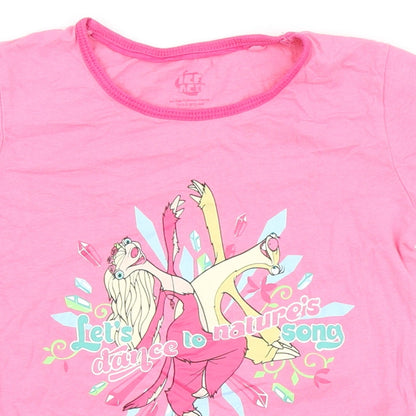 Ice Age Girls Pink  100% Cotton Basic T-Shirt Size 2-3 Years Round Neck  - Sloth