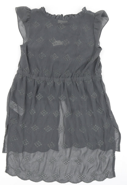 NEXT Girls Grey  100% Polyester A-Line  Size 7 Years  Round Neck Button - Built in vest