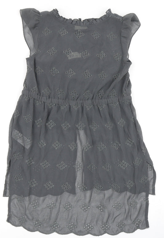 NEXT Girls Grey  100% Polyester A-Line  Size 7 Years  Round Neck Button - Built in vest