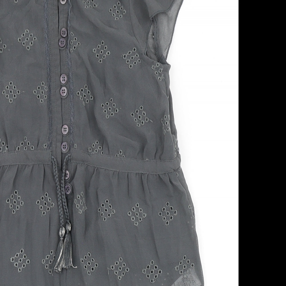 NEXT Girls Grey  100% Polyester A-Line  Size 7 Years  Round Neck Button - Built in vest