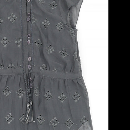NEXT Girls Grey  100% Polyester A-Line  Size 7 Years  Round Neck Button - Built in vest