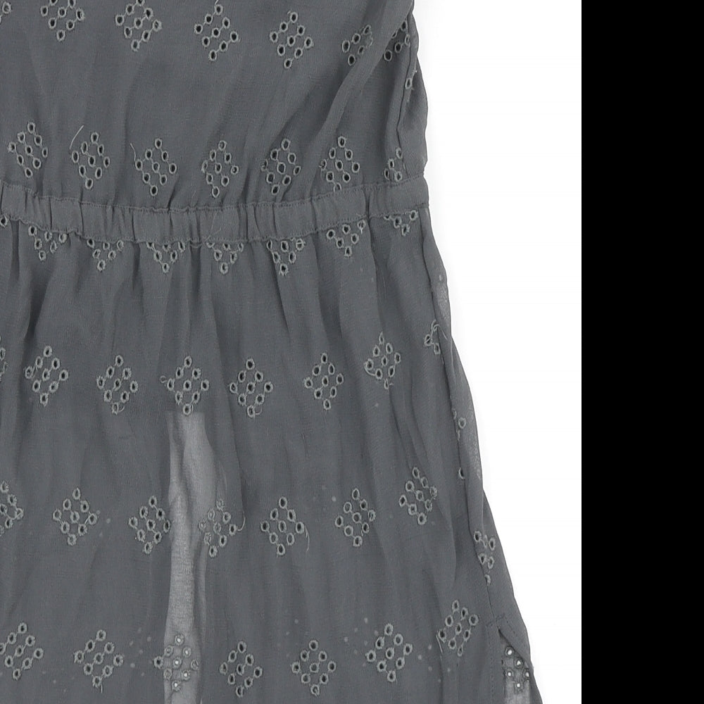 NEXT Girls Grey  100% Polyester A-Line  Size 7 Years  Round Neck Button - Built in vest