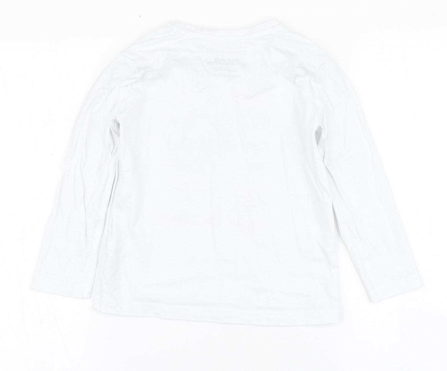 Primark Boys White  100% Cotton Basic T-Shirt Size 4-5 Years Round Neck  - T Rex