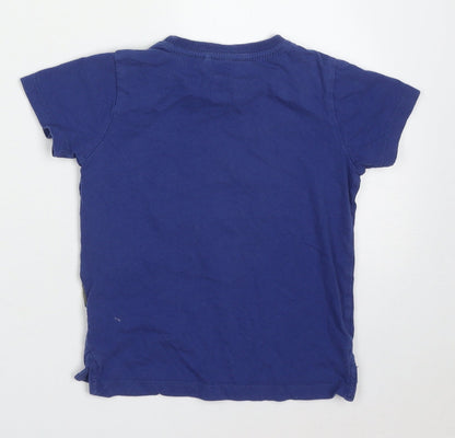 Cotton On Boys Blue  Cotton Basic T-Shirt Size 3 Years Crew Neck Pullover - Dinosaur