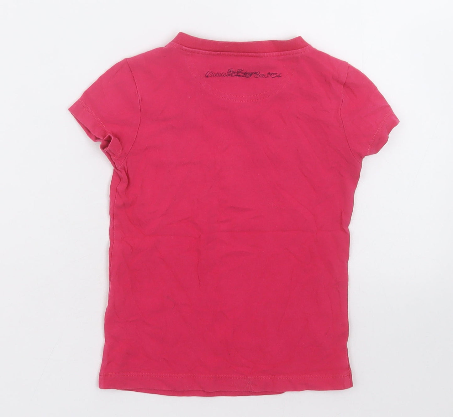 Nickelson Girls Pink  Cotton Basic T-Shirt Size 4 Years V-Neck Pullover