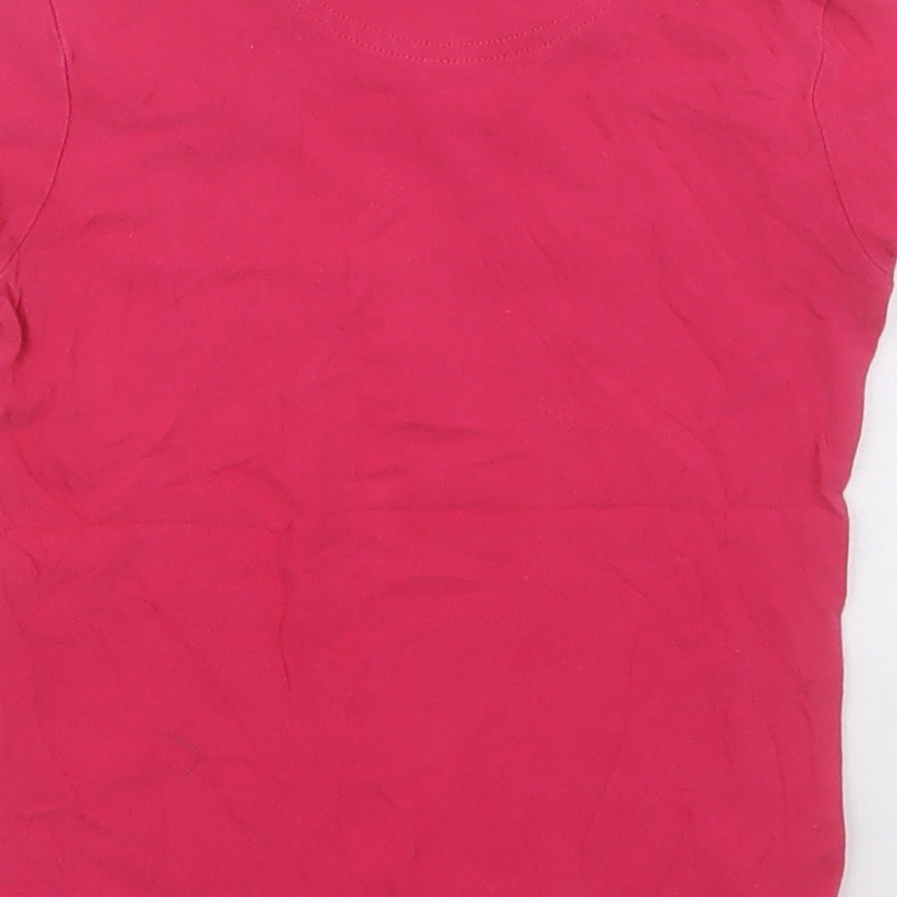 Nickelson Girls Pink  Cotton Basic T-Shirt Size 4 Years V-Neck Pullover