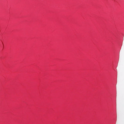 Nickelson Girls Pink  Cotton Basic T-Shirt Size 4 Years V-Neck Pullover