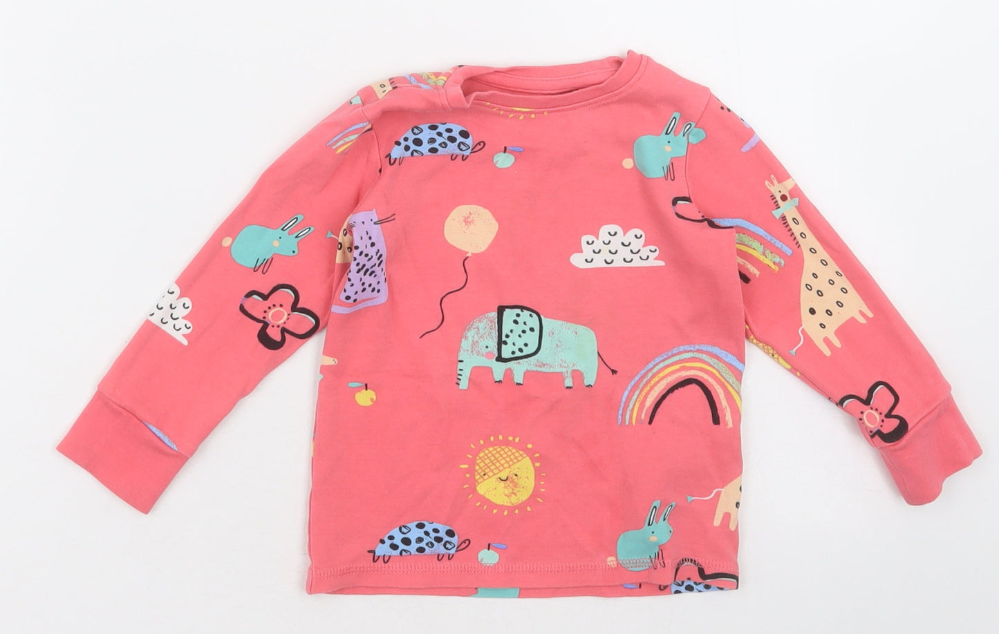 NEXT Girls Pink Geometric Cotton Cami Pyjama Top Size 2 Years  Pullover