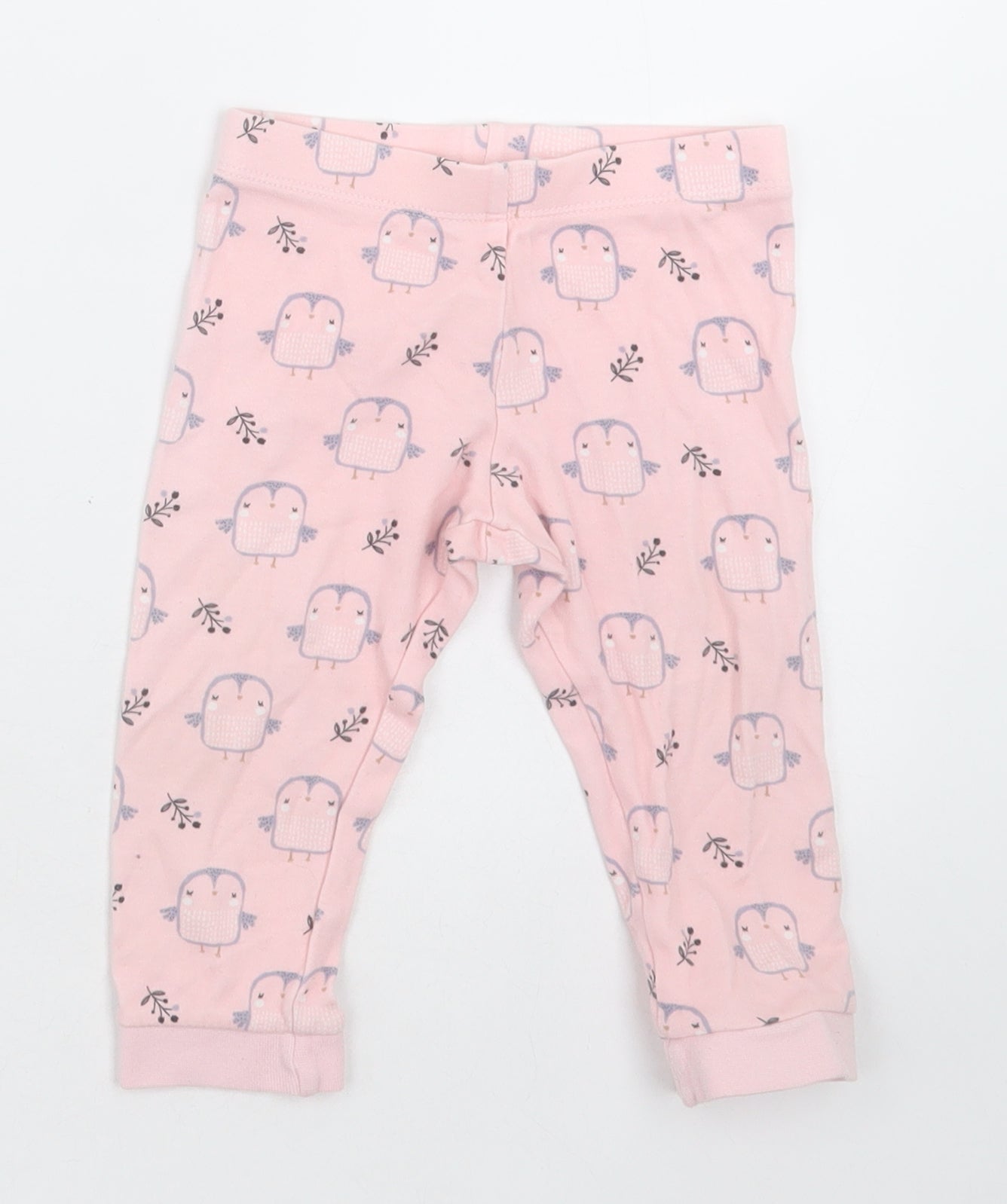 F&F Girls Pink Geometric Cotton Cami Pyjama Pants Size 12-18 Months  Pullover - owl