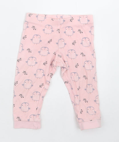 F&F Girls Pink Geometric Cotton Cami Pyjama Pants Size 12-18 Months  Pullover - owl