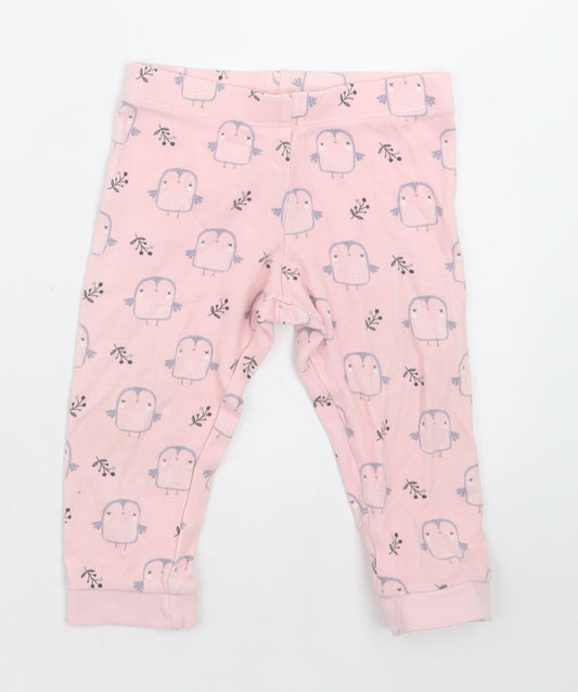 F&F Girls Pink Geometric Cotton Cami Pyjama Pants Size 12-18 Months  Pullover - owl