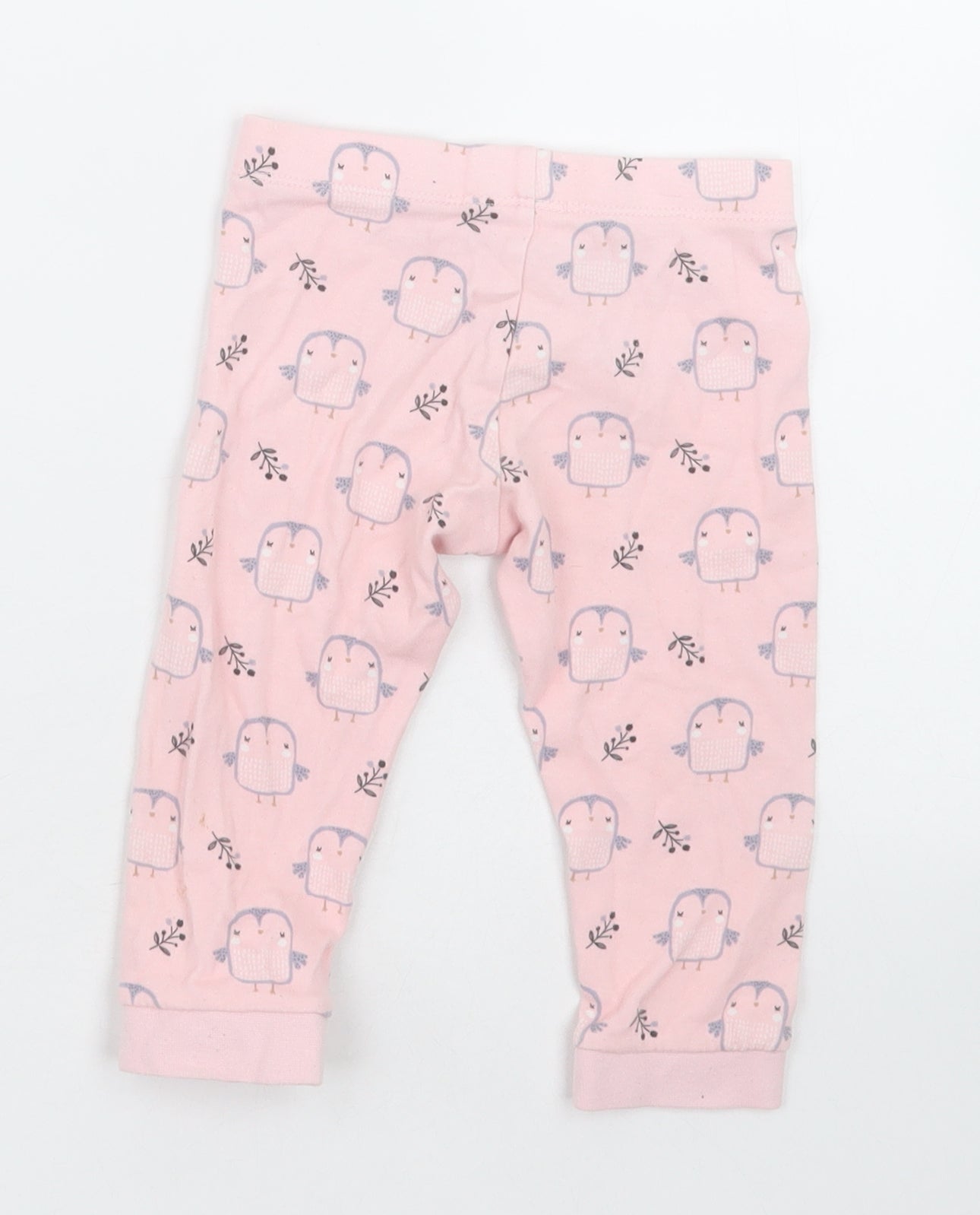 F&F Girls Pink Geometric Cotton Cami Pyjama Pants Size 12-18 Months  Pullover - owl