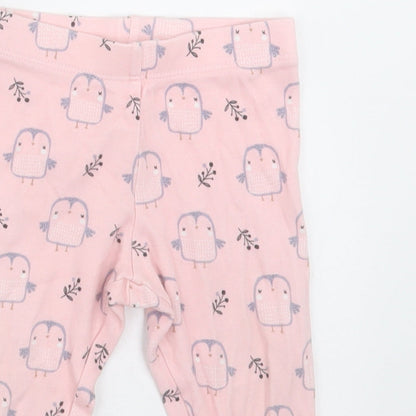 F&F Girls Pink Geometric Cotton Cami Pyjama Pants Size 12-18 Months  Pullover - owl