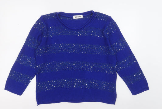 Gerard Womens Blue Crew Neck Striped  Pullover Jumper Size L