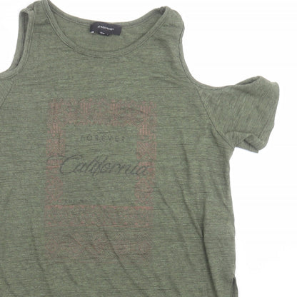 Atmosphere Womens Green  Viscose Basic T-Shirt Size 8 Crew Neck - cold shoulder