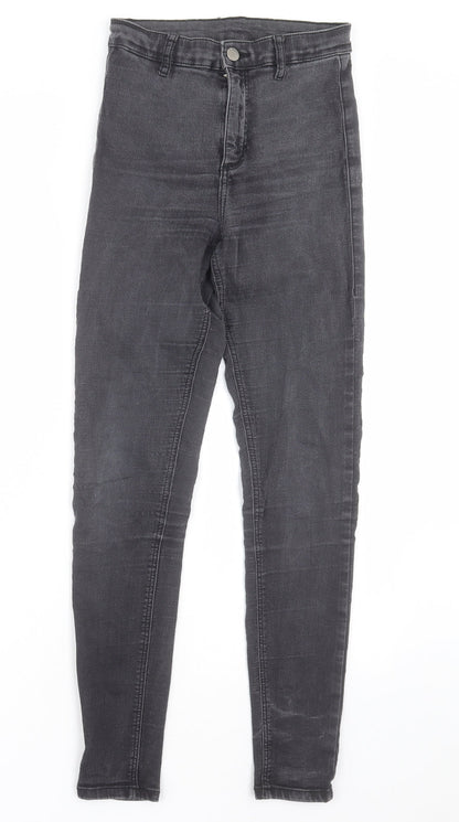 Topshop Womens Black  Cotton Skinny Jeans Size 26 L32 in Regular Button