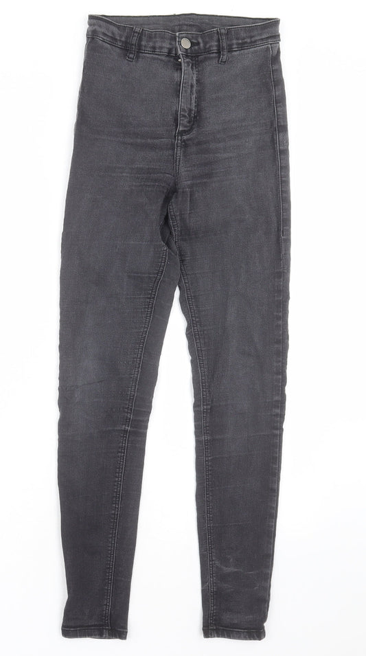 Topshop Womens Black  Cotton Skinny Jeans Size 26 L32 in Regular Button