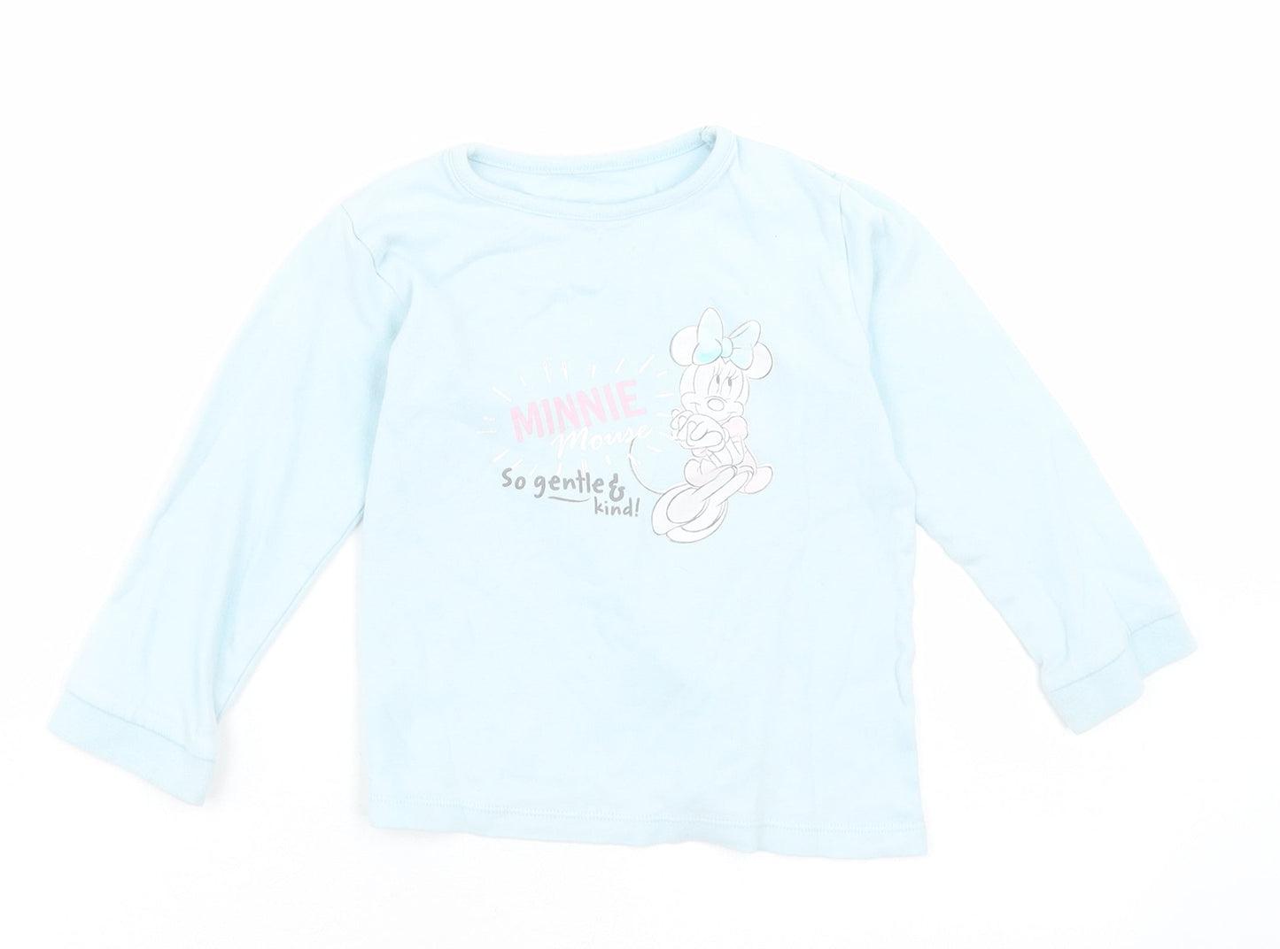 georger Girls Blue  Cotton Basic Casual Size 12-18 Months Crew Neck Pullover - Minnie Mouse