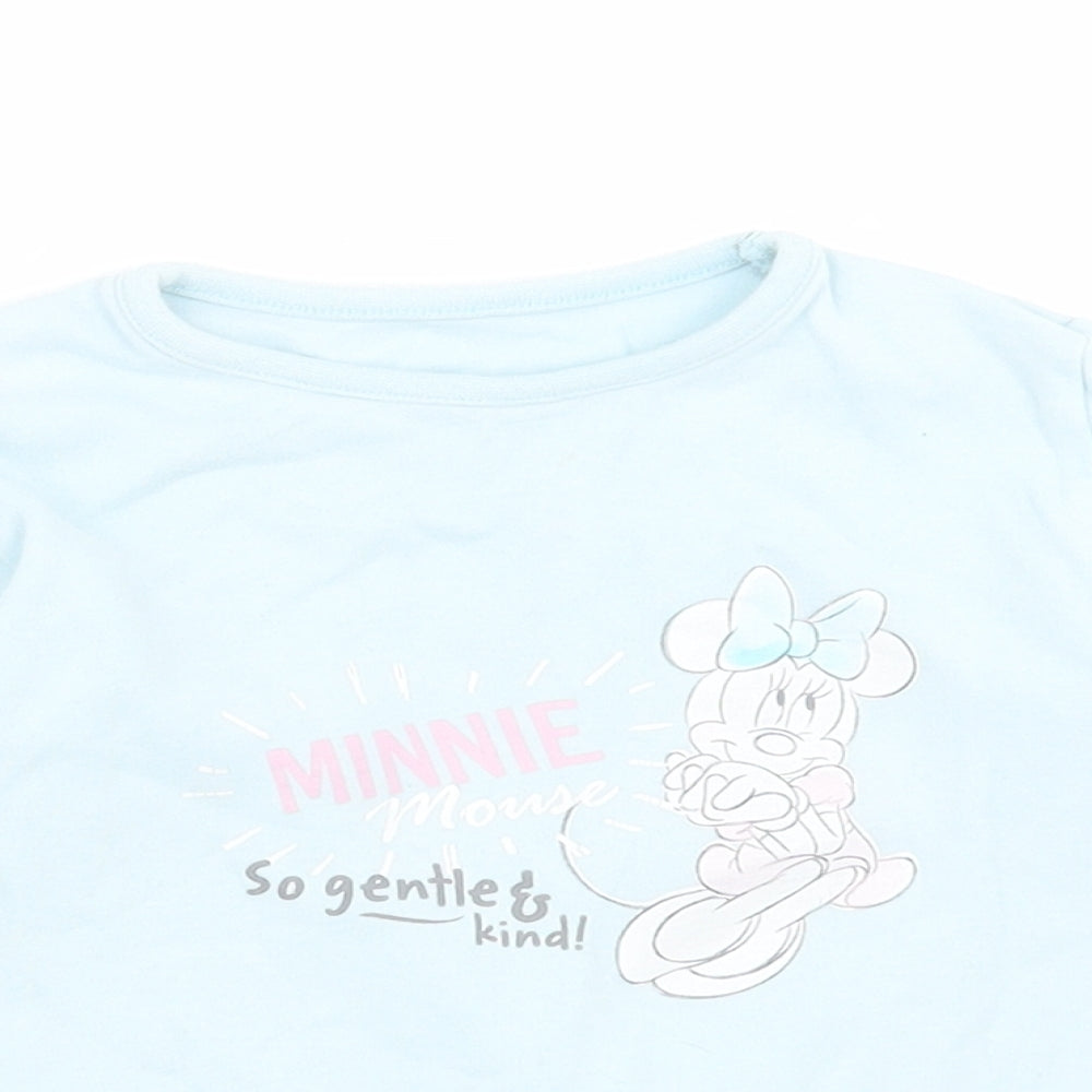 georger Girls Blue  Cotton Basic Casual Size 12-18 Months Crew Neck Pullover - Minnie Mouse
