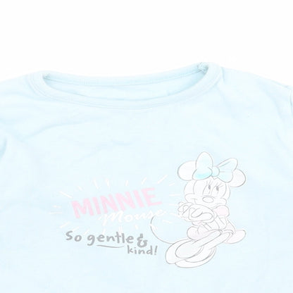 georger Girls Blue  Cotton Basic Casual Size 12-18 Months Crew Neck Pullover - Minnie Mouse