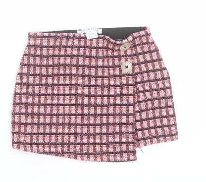 Primark Girls Pink Check Polyester A-Line Skirt Size 2 Years  Regular Button