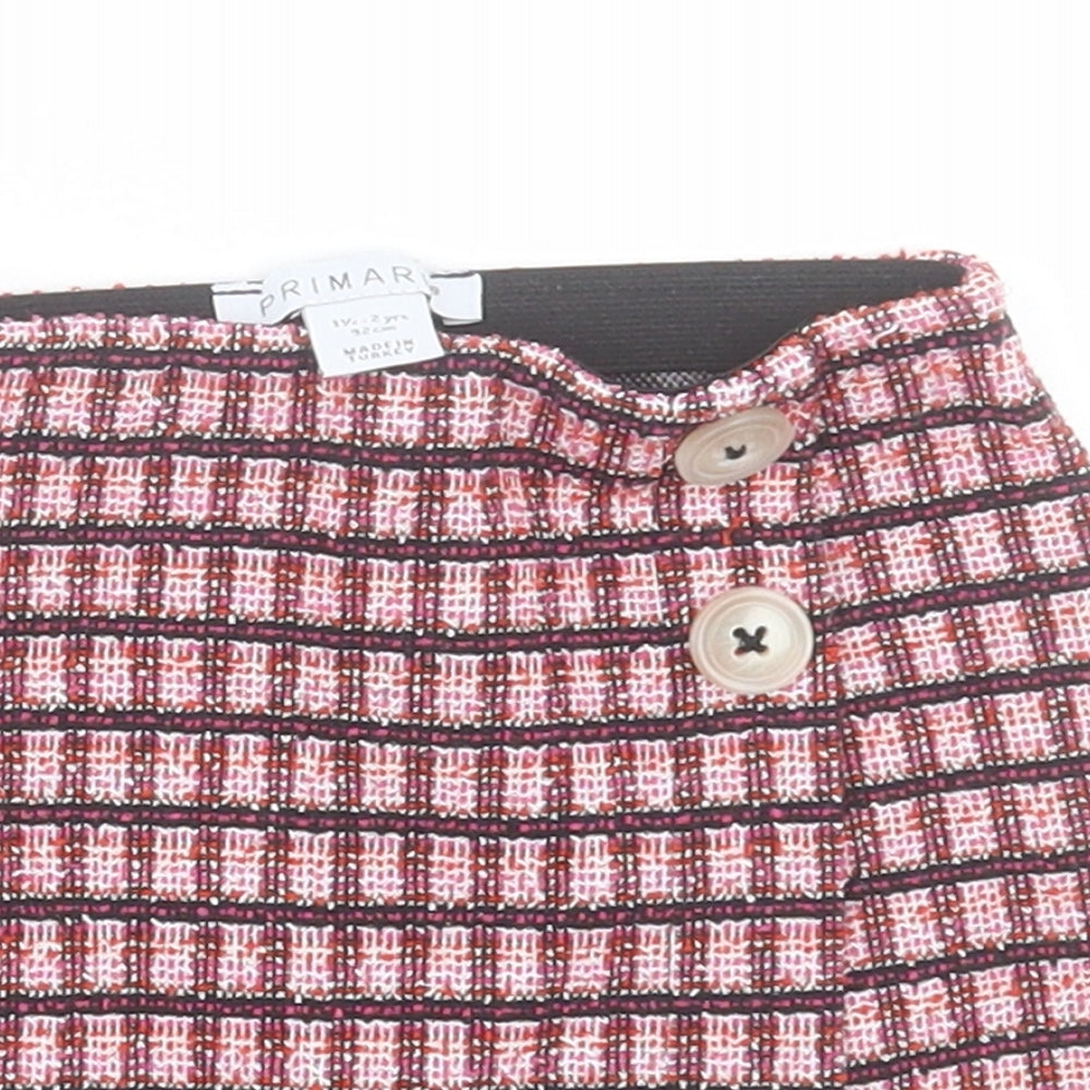 Primark Girls Pink Check Polyester A-Line Skirt Size 2 Years  Regular Button