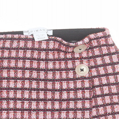 Primark Girls Pink Check Polyester A-Line Skirt Size 2 Years  Regular Button
