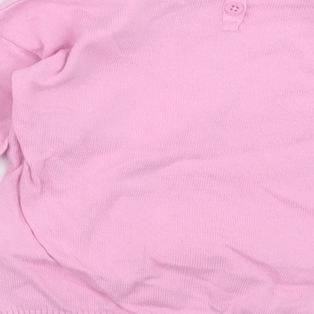 United Colors of Benetton Girls Pink Crew Neck  Cotton Pullover Jumper Size 2-3 Years  Button - going far