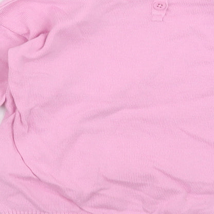 United Colors of Benetton Girls Pink Crew Neck  Cotton Pullover Jumper Size 2-3 Years  Button - going far