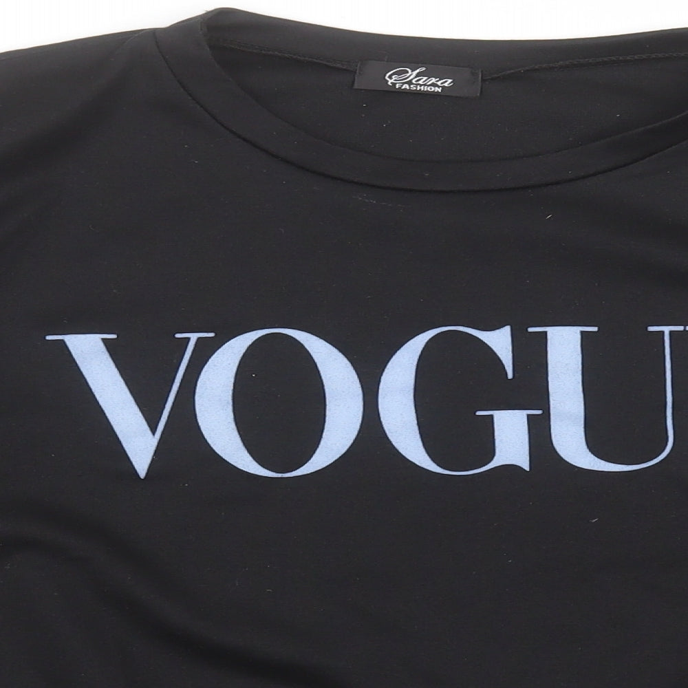 Sara Fashion Womens Black  Polyester Pullover Sweatshirt Size XL  Pullover - Vogue