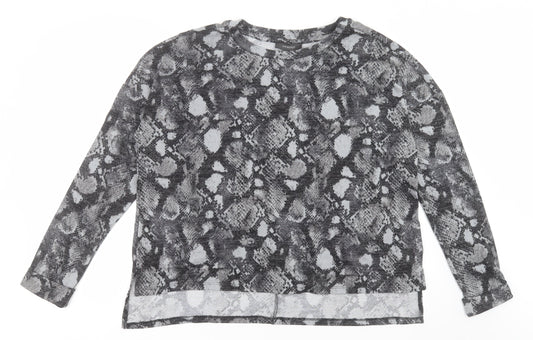 Primark Womens Grey Crew Neck Animal Print Polyester Pullover Jumper Size M