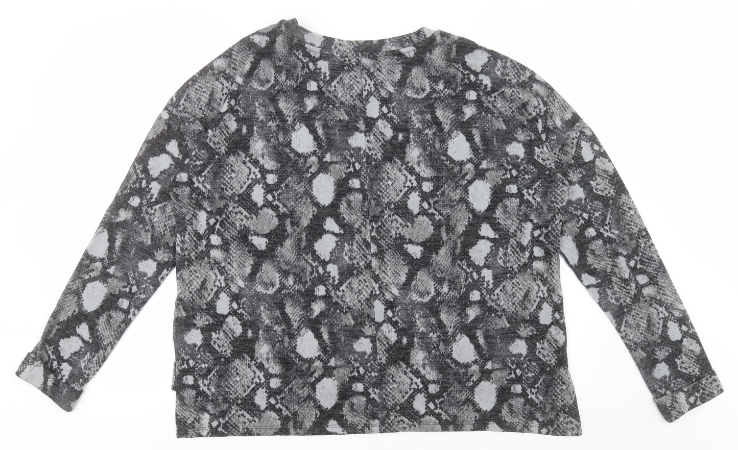 Primark Womens Grey Crew Neck Animal Print Polyester Pullover Jumper Size M